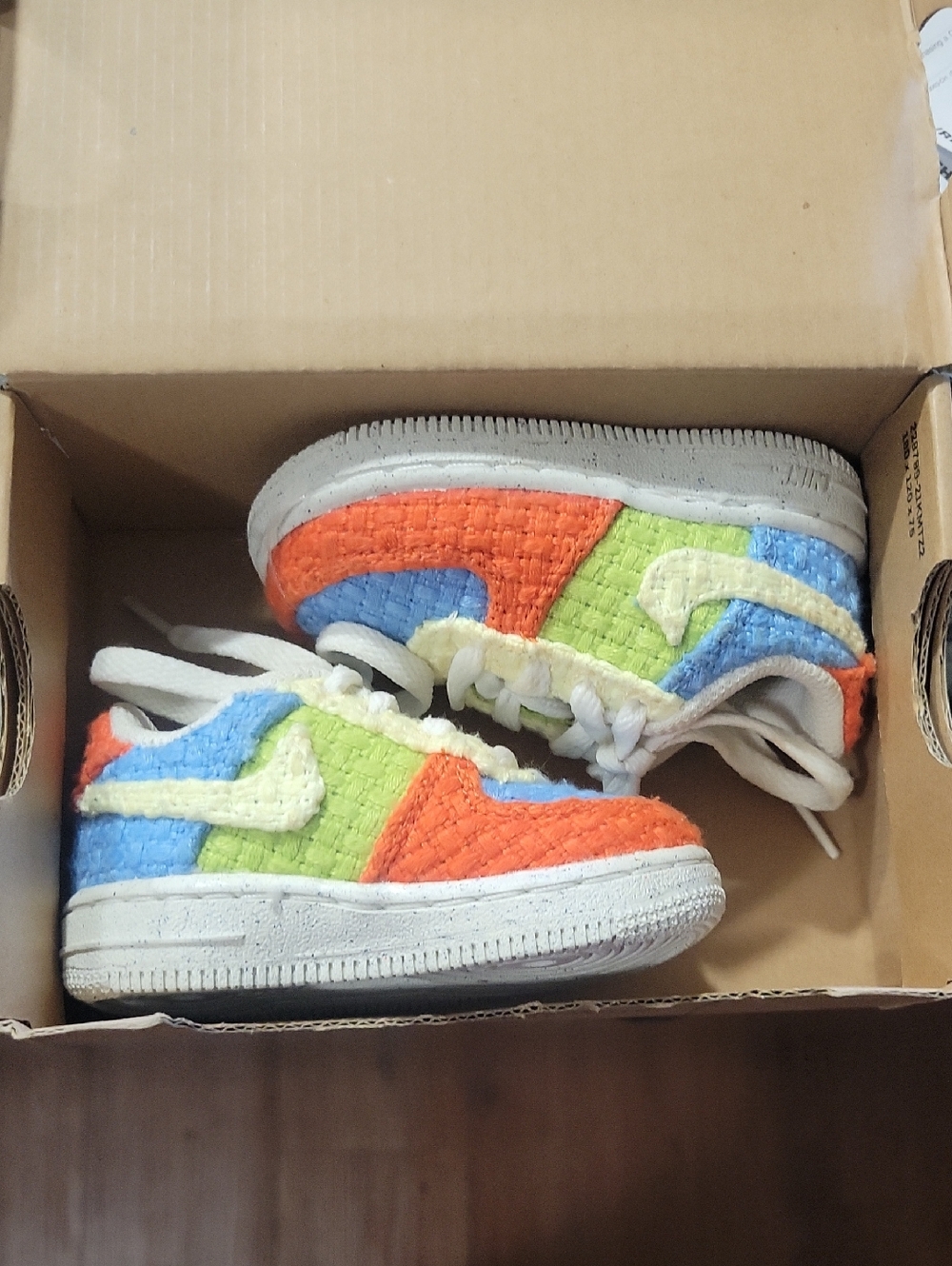 Nike Kids Multicolor Woven Low-Top Sneakers — Orange, Blue & Lime